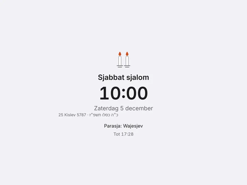 The board on Shabbat: Shabbat shalom, the time, both dates and the parashah